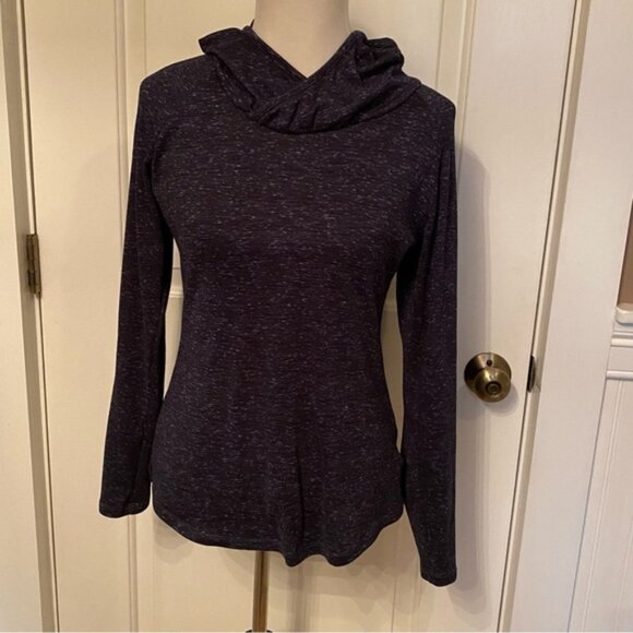 COLUMBIA TOP HOODIE BLUE WHITE FLECKS LONG SLEEVE LIGHTWEIGHT SIZE M - Picture 1 of 10